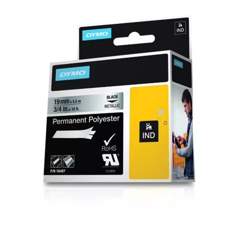 DYMO 19mm RHINO Permanent Polyester - Black to Grey - Polyester - D1 - Belgium - Box (S0718200)