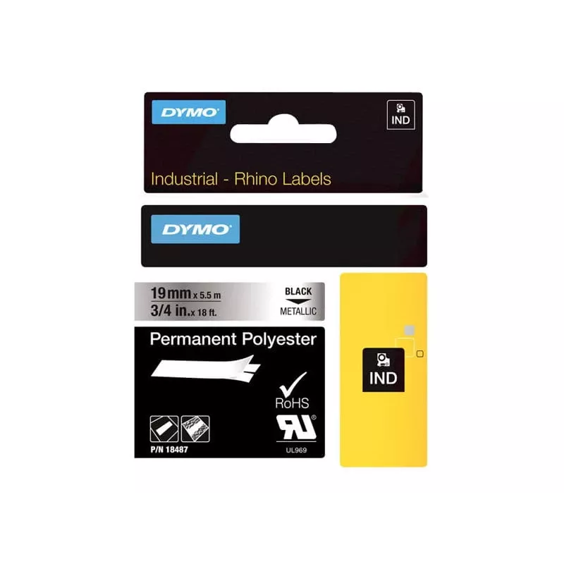 DYMO 19mm RHINO Permanent Polyester - Black to Grey - Polyester - D1 - Belgium - Box (S0718200)