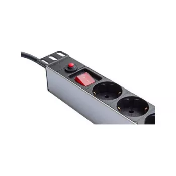 Power Strip 48,30cm (19), 1HE, grounded plug to 8x Grounded Plug-Socket, ÜSS, Switch, aluminium profile, Good Connections® (GC-N0087)