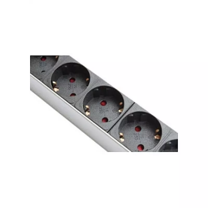 Power Strip 48,30cm (19), 1HE, grounded plug to 8x Grounded Plug-Socket, ÜSS, Switch, aluminium profile, Good Connections® (GC-N0087)