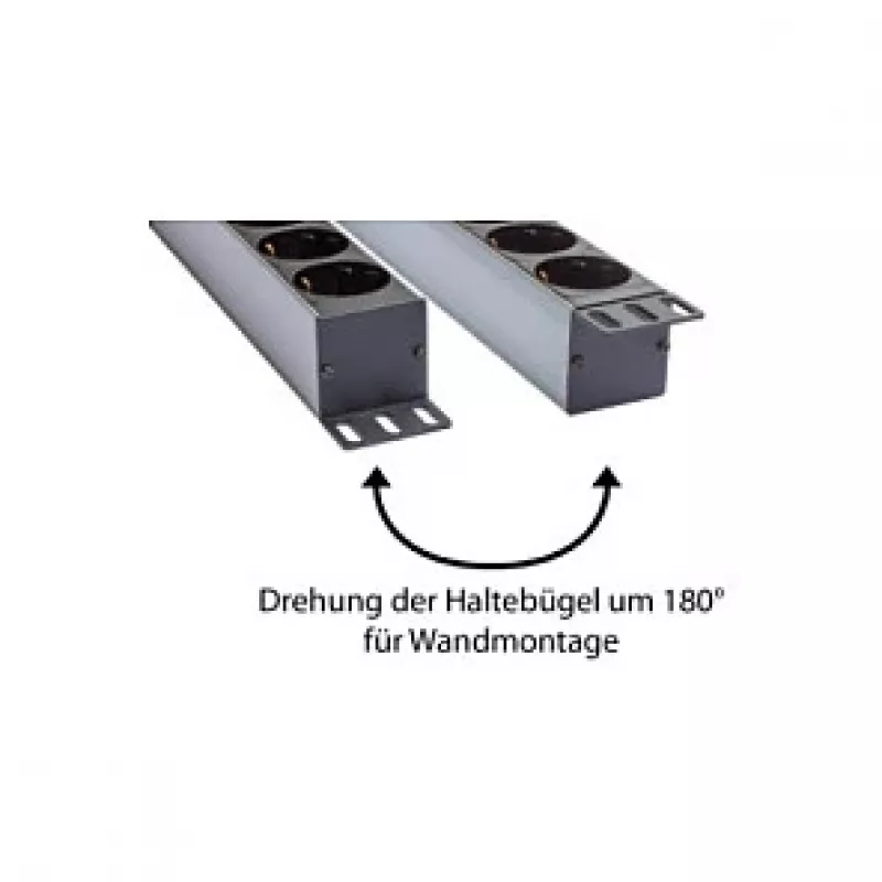 Power Strip 48,30cm (19), 1HE, grounded plug to 8x Grounded Plug-Socket, ÜSS, Switch, aluminium profile, Good Connections® (GC-N0087)