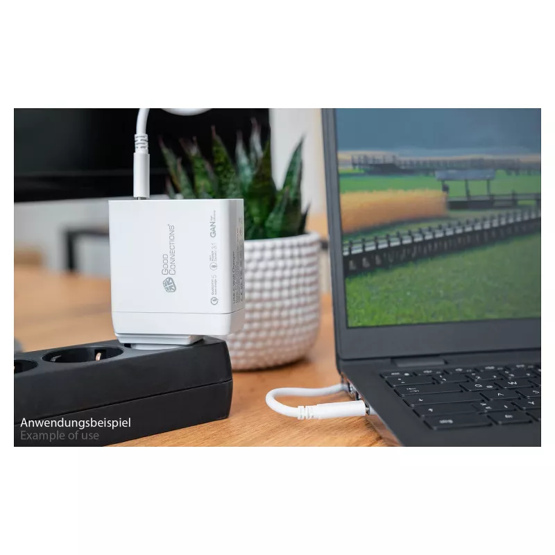 Good Connections GC USB-Fast Charger 140W GaN-Technologie, 2x USB-C, PD 3.1, QC 5.0, PPS White -• USB-Fast Charger 140W• for Smartphones