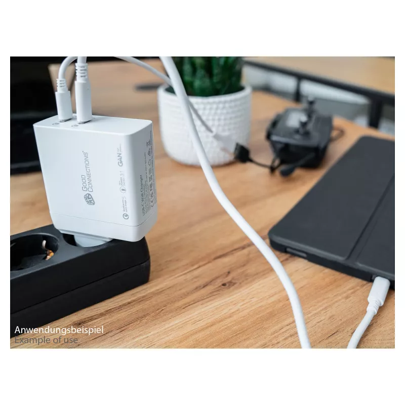 Good Connections GC USB-Fast Charger 140W GaN-Technologie, 2x USB-C, PD 3.1, QC 5.0, PPS White -• USB-Fast Charger 140W• for Smartphones
