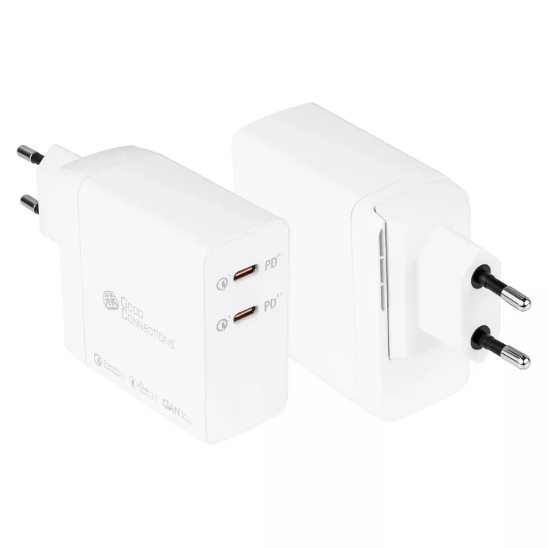 Good Connections GC USB-Fast Charger 140W GaN-Technologie, 2x USB-C, PD 3.1, QC 5.0, PPS White -• USB-Fast Charger 140W• for Smartphones