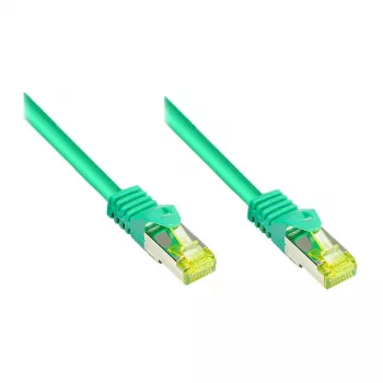 RJ45 Patch Cable with Cat.7 Raw Cable and Latch Protection (RNS®), S/FTP, PiMF, Halogen-Free, 600MHz, OFC, Green, 40m, Good Connections® (8070R-400G)