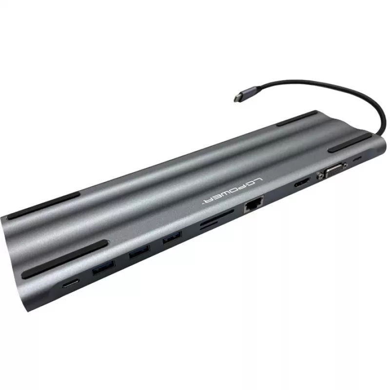 LC-Power LC-HUB-C-MULTI-8 USB-C to 3xUSB-A/2xUSB-C/HDMI/VGA/MicroSD/SD/RJ45/Audio