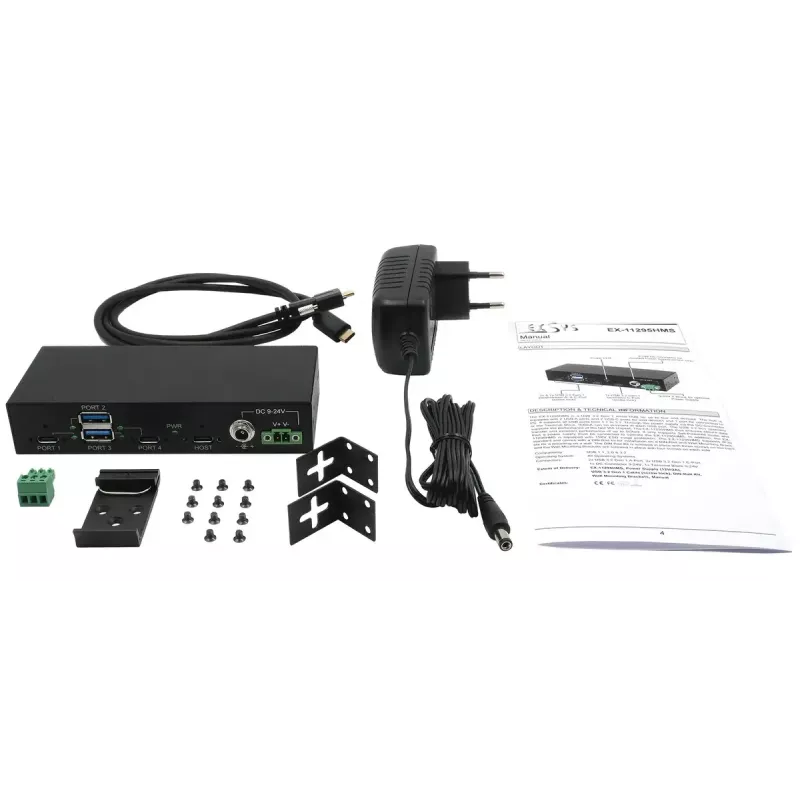 EXSYS EX-11295HMS USB 3.2 Gen 2 Hub Type-B 10000 Mbit/s Black