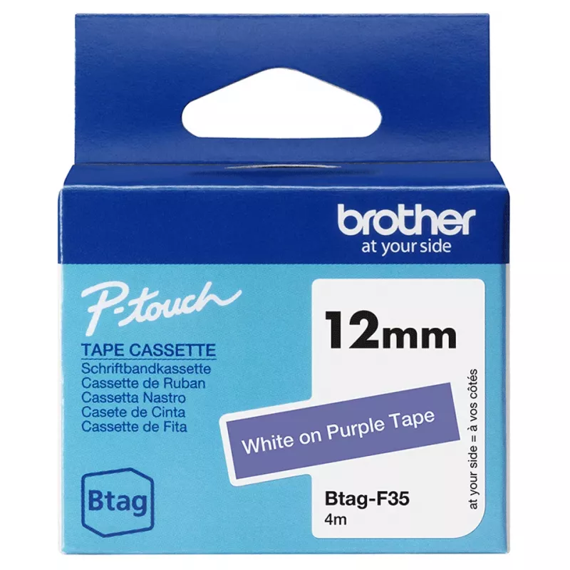 Label-making tape Brother BTAG-F35 White on purple 1.2 cm 4 m