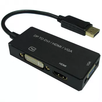 12993153, 0.1 m, DisplayPort, VGA D-Sub + HDMI + DVI, Male, Female, Straight