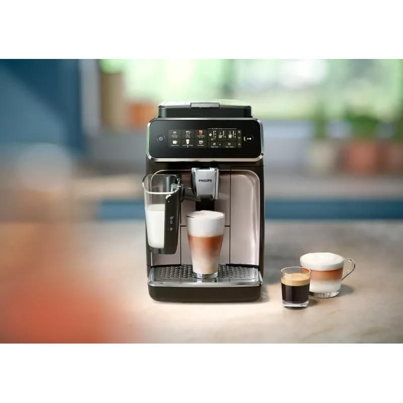 Espresso machine Philips EP3343/90 — fully automatic, 2 cups, 15 bar, ceramic grinder, 275 g bean hopper, milk tank, TFT touch display