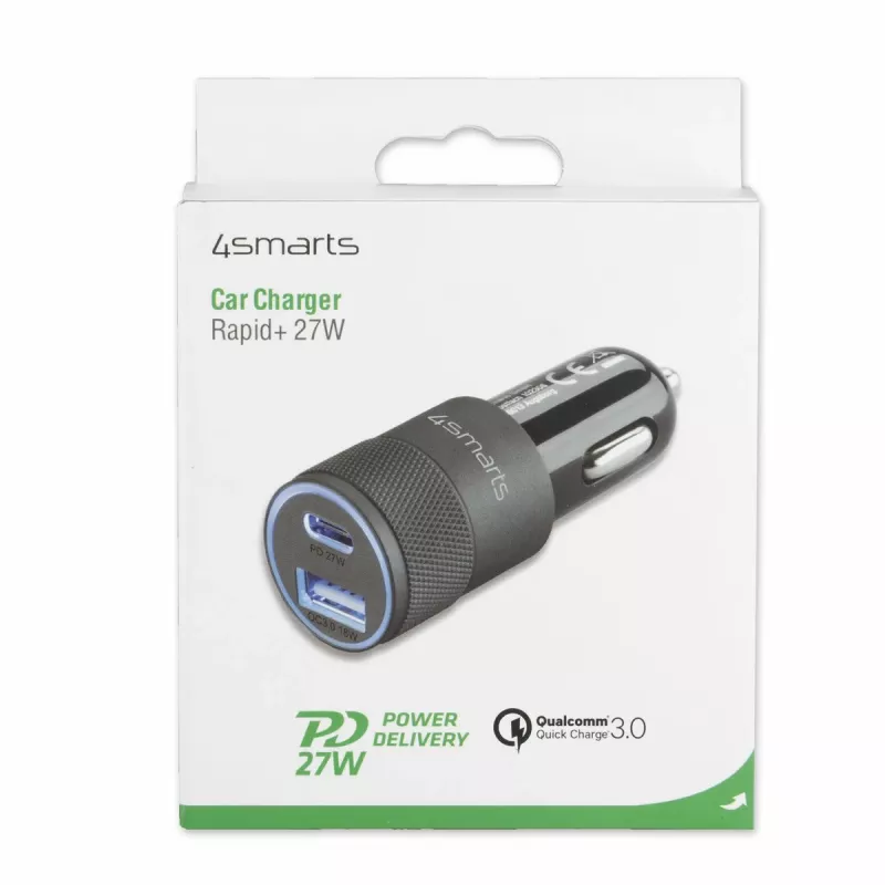 4smarts Rapid+ - Auto-Power Supply - 27 Watt - 3 A - QC 3.0, PD - 2 Output Ports (USB, 24 pin USB-C)
