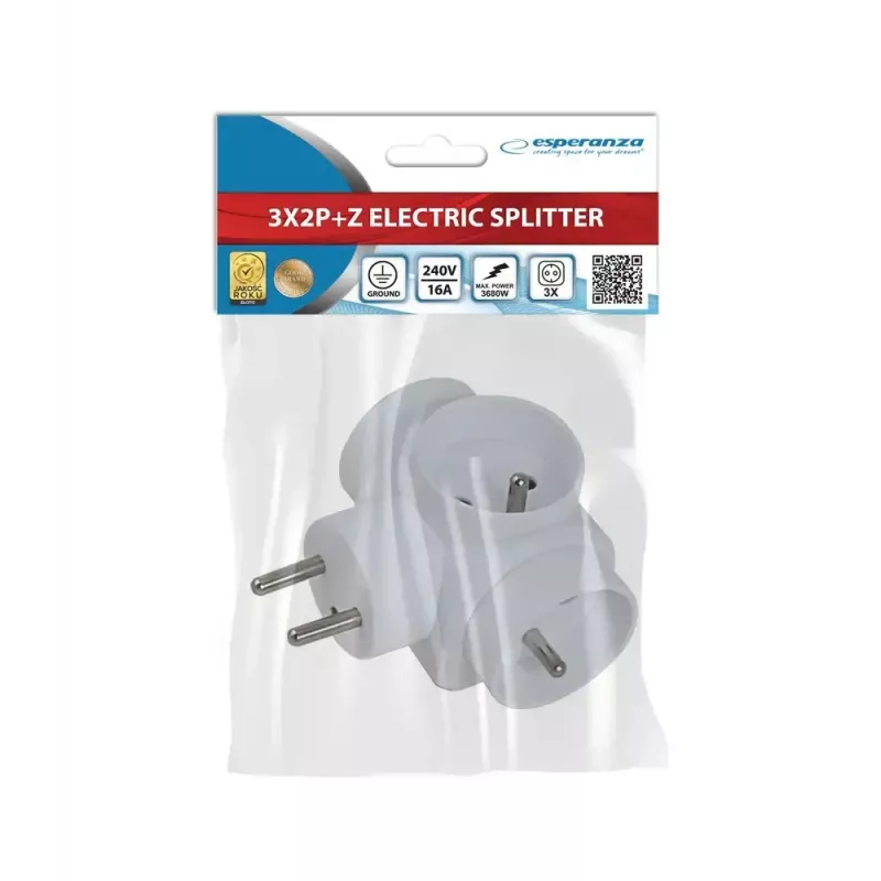 Esperanza ELK302W electrical splitter, 3 sockets, white