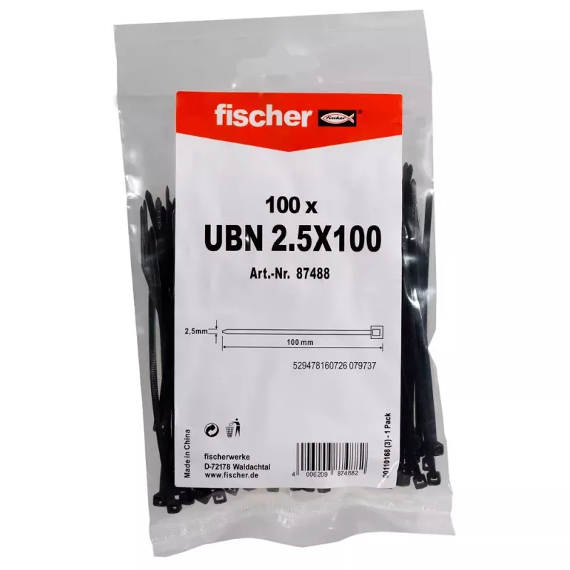 Ladder cable tie Fischer 87488 Nylon Black 100 pcs 100mm 2.5mm