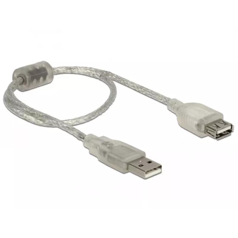 Delock 82244, 0,3 m, USB A, USB A, USB 2.0, 0,48 Gbit/s, Transparent