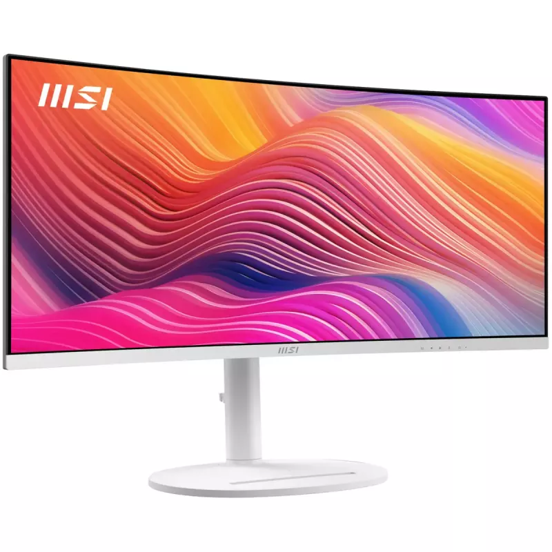 34 inch MSI Modern MD342CQPWDE curved VA LCD monitor 3440×1440 UWQHD 21:9, 4 ms, 300 cd/m², USB hub, speakers, VESA, height adjustable — White