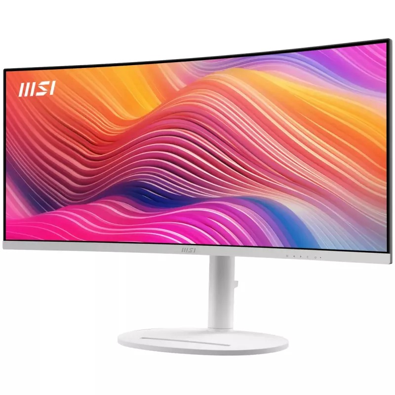 34 inch MSI Modern MD342CQPWDE curved VA LCD monitor 3440×1440 UWQHD 21:9, 4 ms, 300 cd/m², USB hub, speakers, VESA, height adjustable — White