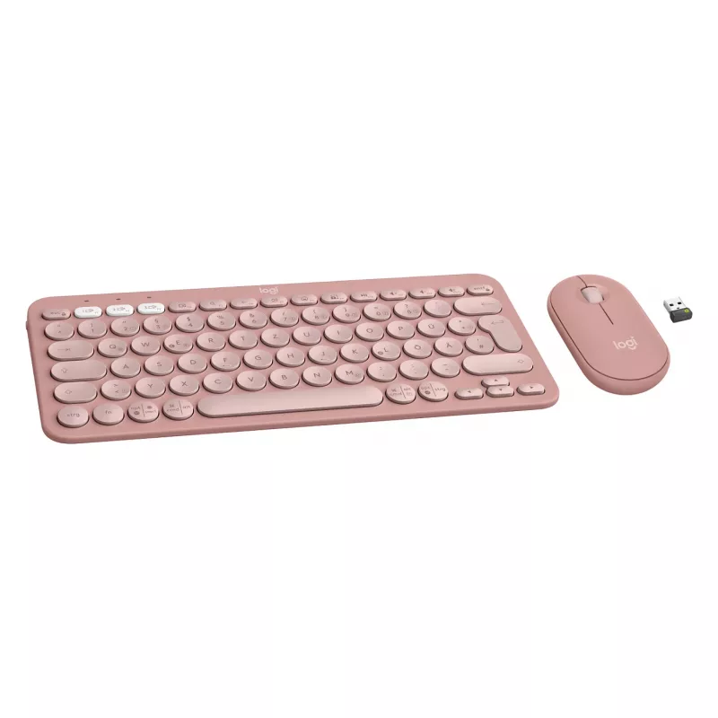 Logitech Pebble 2 Combo Keyboard Mouse included Universal RF Wireless + Bluetooth QWERTZ German Pink (920-012205)