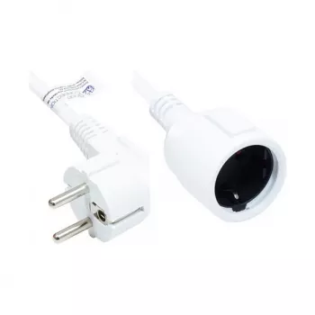 Extension Grounded Plug-Plug Type E+F (CEE 7/7, angled) an Socket Type F (CEE 7/3, straight), White, 1,50 mm², 2 m, Good Connections® (P0102-W020)
