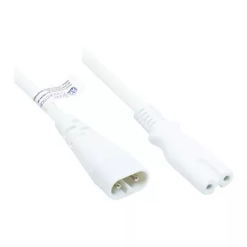 Euro-Extension C8 Plug (straight) an C7/Euro 8 Socket (straight), White, 0,75 mm², 2 m, Good Connections® (P0870-W020)