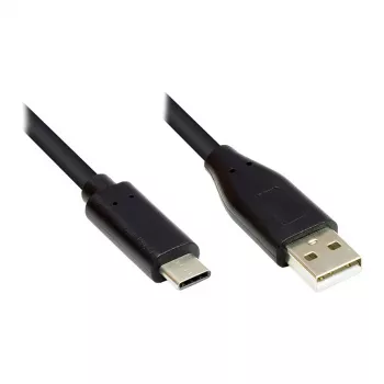 Connection Cable USB 2.0, USB-C™ Plug an USB 2.0 A Plug, CU, black, 1m, Good Connections® (GC-M0117)