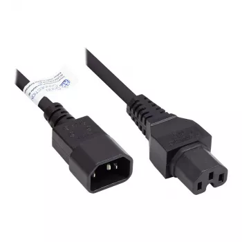 IEC Appliance-Hot-Condition Appliance-Connection Cable C14 (straight) to C15 (straight), black, 0,75 mm², 1 m, Good Connections® (P1450-S010)