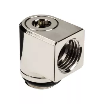 EK Water Blocks EK-Torque Micro Adapter 90 degrees G1/4 inch AG to G1/4 inch IG - Rotatable, nickel