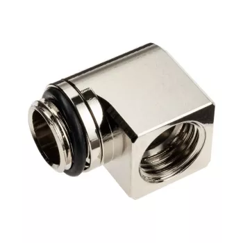 EK Water Blocks EK-Torque Micro Adapter 90 degrees G1/4 inch AG to G1/4 inch IG - Rotatable, nickel