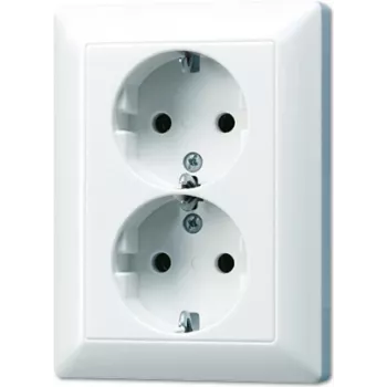 JUNG Schuko Dual Socket Outlet AS5020UWW AS 500/A plus Alpine White AS5020UWW (AS5020UWW)