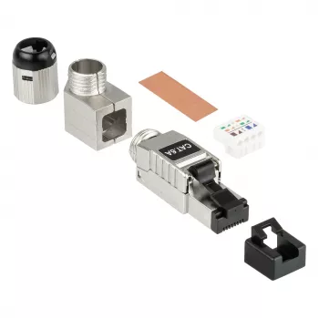 RJ45 Plug Cat. 6A, tool-less / feldkonfektionierbar, STP Shielded, Metal, 5 Richtungen, Good (GC-N0165)