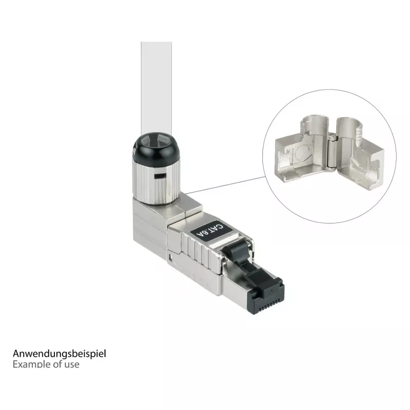 RJ45 Plug Cat. 6A, tool-less / feldkonfektionierbar, STP Shielded, Metal, 5 Richtungen, Good (GC-N0165)