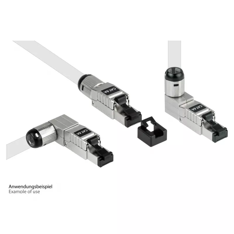RJ45 Plug Cat. 6A, tool-less / feldkonfektionierbar, STP Shielded, Metal, 5 Richtungen, Good (GC-N0165)