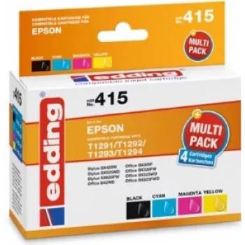 edding printer cartridges EDD-415 black, cyan, magenta, yellow compatible with EPSON T1295L, set of