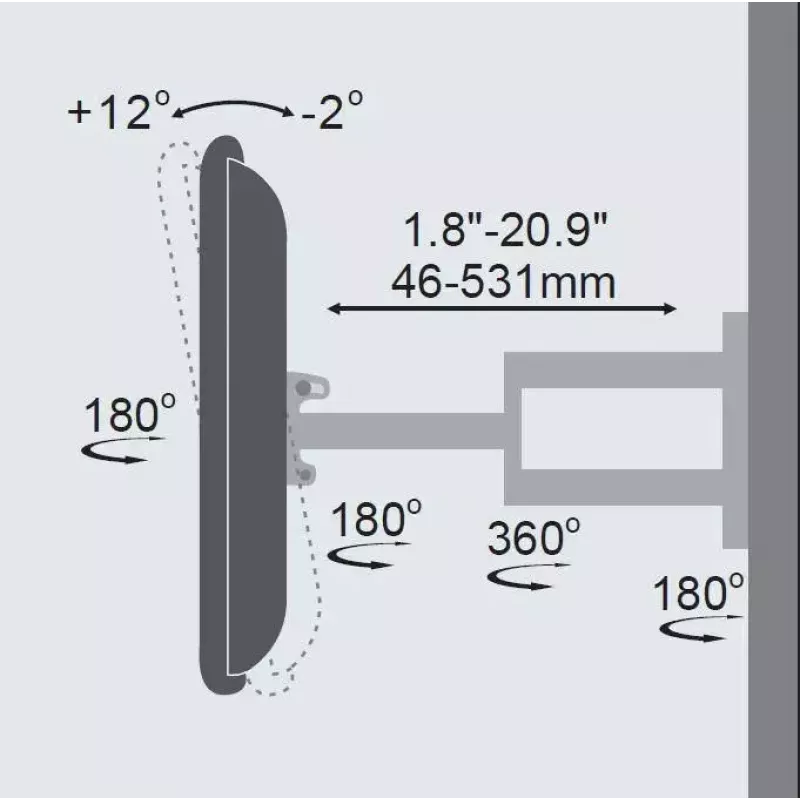 TV mount Vivolink VLMW2355A 55 inch Black