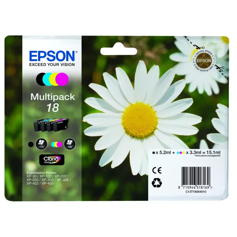 Ink cartridges multipack Epson Daisy Multipack 4‑colours 18 Claria Home Ink — Standard Yield, 4 colours