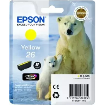Ink cartridge Epson C13T26144010 Singlepack Yellow 26 Claria Premium, pigment-based, 1 piece