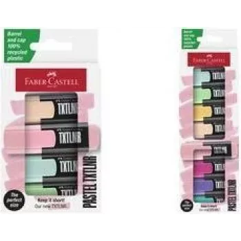 Marker set Faber-Castell 154214 pastel highlighters, 4 pcs — Coral, Green, Light Green, Pink