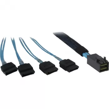 Cable INTER-TECH SFF-8643 to 4x SATA/SAS 0.7 m 12 Gbit/s blue