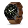 Smartwatch GARMIN Venu 4 45 mm (1.4 inch) AMOLED 454×454 px, Wi‑Fi, GPS, 8 GB, Black case, Brown leather band