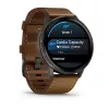 Smartwatch GARMIN Venu 4 45 mm (1.4 inch) AMOLED 454×454 px, Wi‑Fi, GPS, 8 GB, Black case, Brown leather band