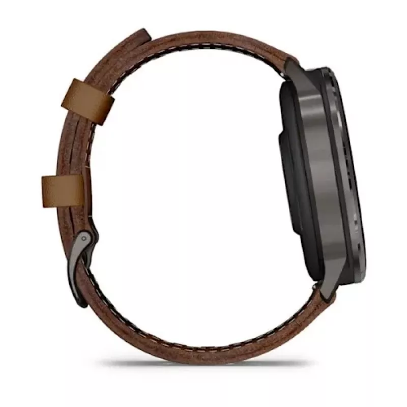 Smartwatch GARMIN Venu 4 45 mm (1.4 inch) AMOLED 454×454 px, Wi‑Fi, GPS, 8 GB, Black case, Brown leather band