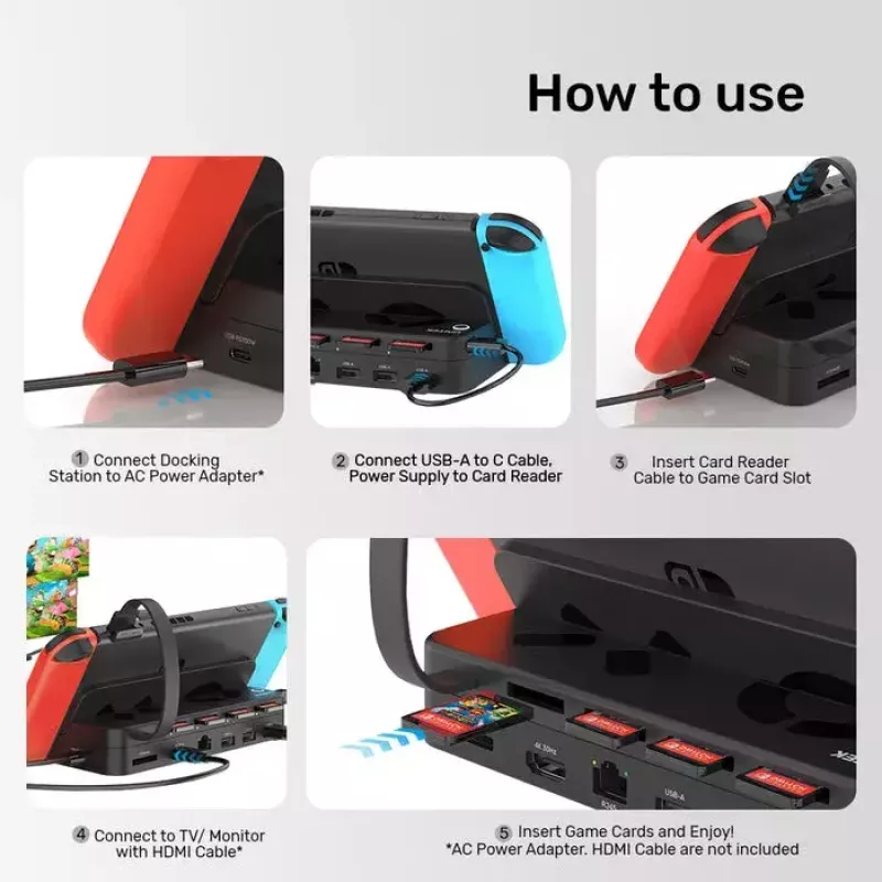 Handheld gaming console dock station Unitek G1002F01 — USB docking connector, black