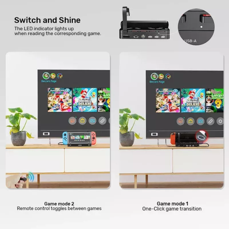 Handheld gaming console dock station Unitek G1002F01 — USB docking connector, black