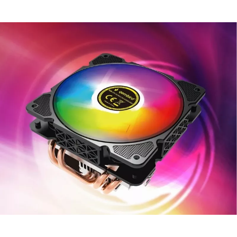 Air cooler Gembird CPU-HURACAN-ARGB-X140 12 cm Black White 800-1600 RPM