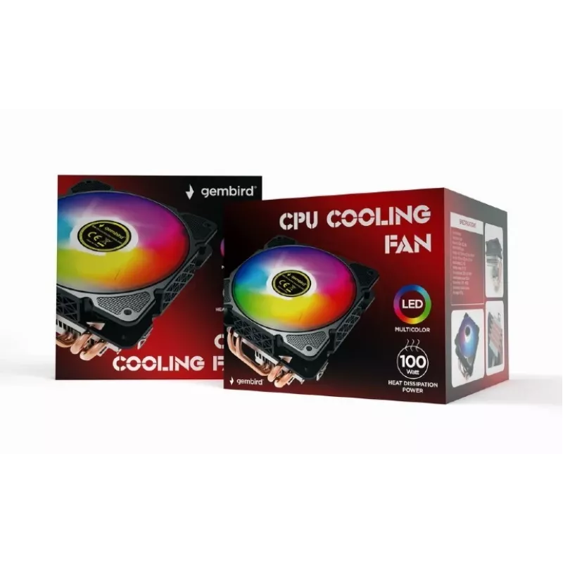 Air cooler Gembird CPU-HURACAN-ARGB-X140 12 cm Black White 800-1600 RPM