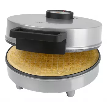 Waffle maker CLATRONIC HA 3833 — 1 circular waffle, 1200 W, plates 20×20 cm, black/silver