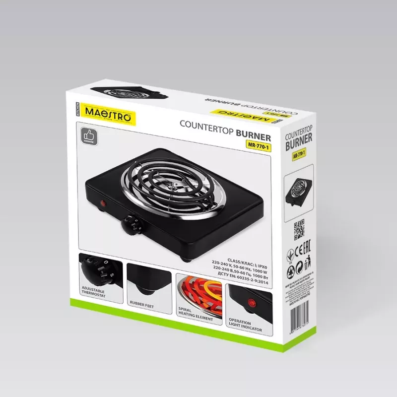 Electric single-burner cooker Maestro MR-770-1 1000W — compact portable electric hotplate