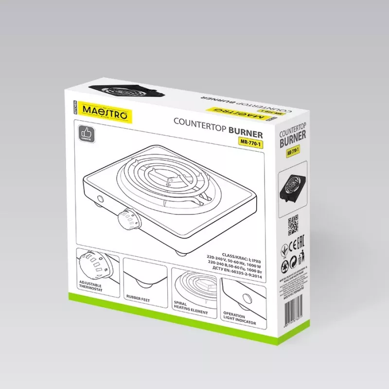 Electric single-burner cooker Maestro MR-770-1 1000W — compact portable electric hotplate
