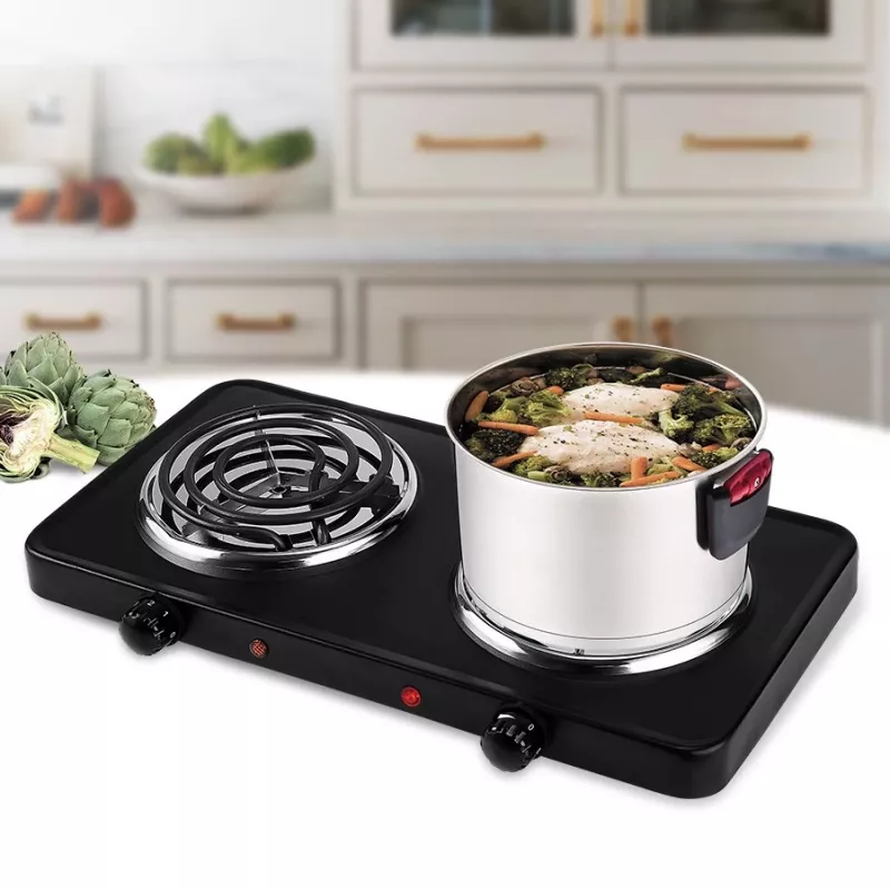 Maestro MR-770-2 Electric Double Hot Plate, 2000W, Cast Iron Plates, Rotary Controls, White