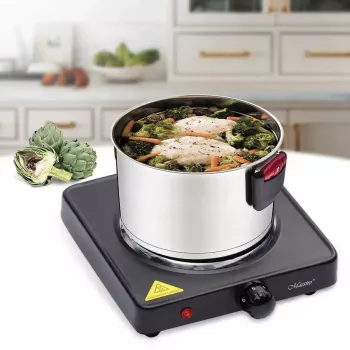 Maestro MR-771-1 Single Burner Electric Hotplate, 1500W, Cast Iron Plate, Black