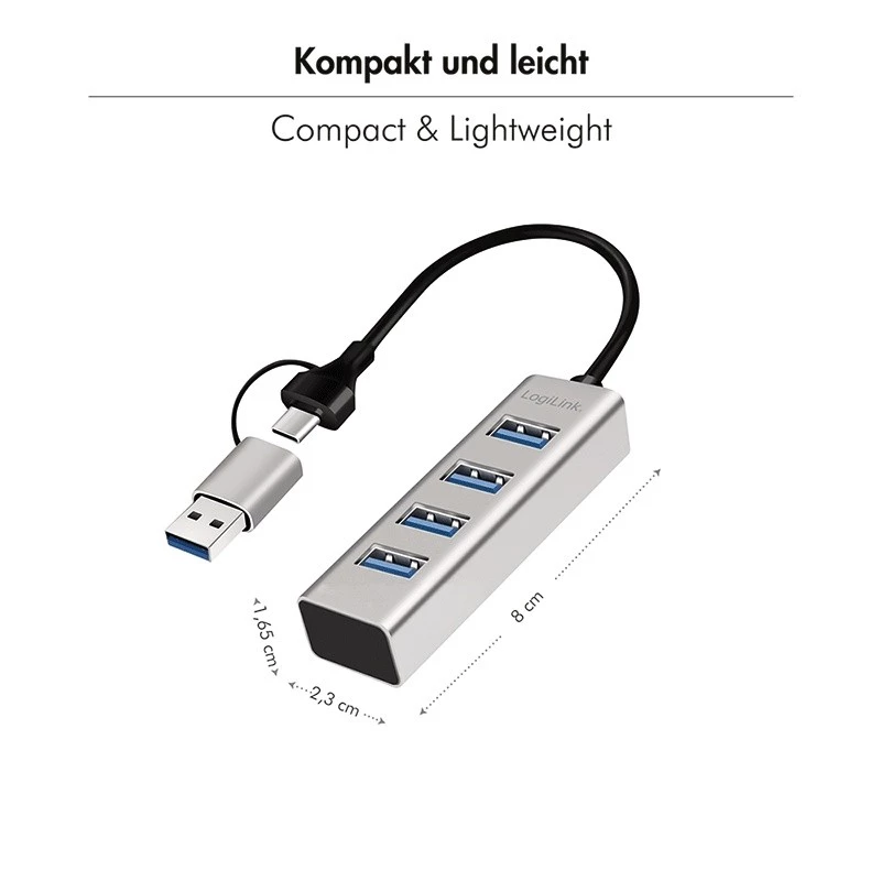 Hub USB3.0 4-porty USB- A 5Gbit/s